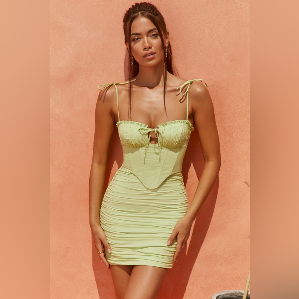 Oh Polly Sunshine Retreat Strappy Corset Mini Dress